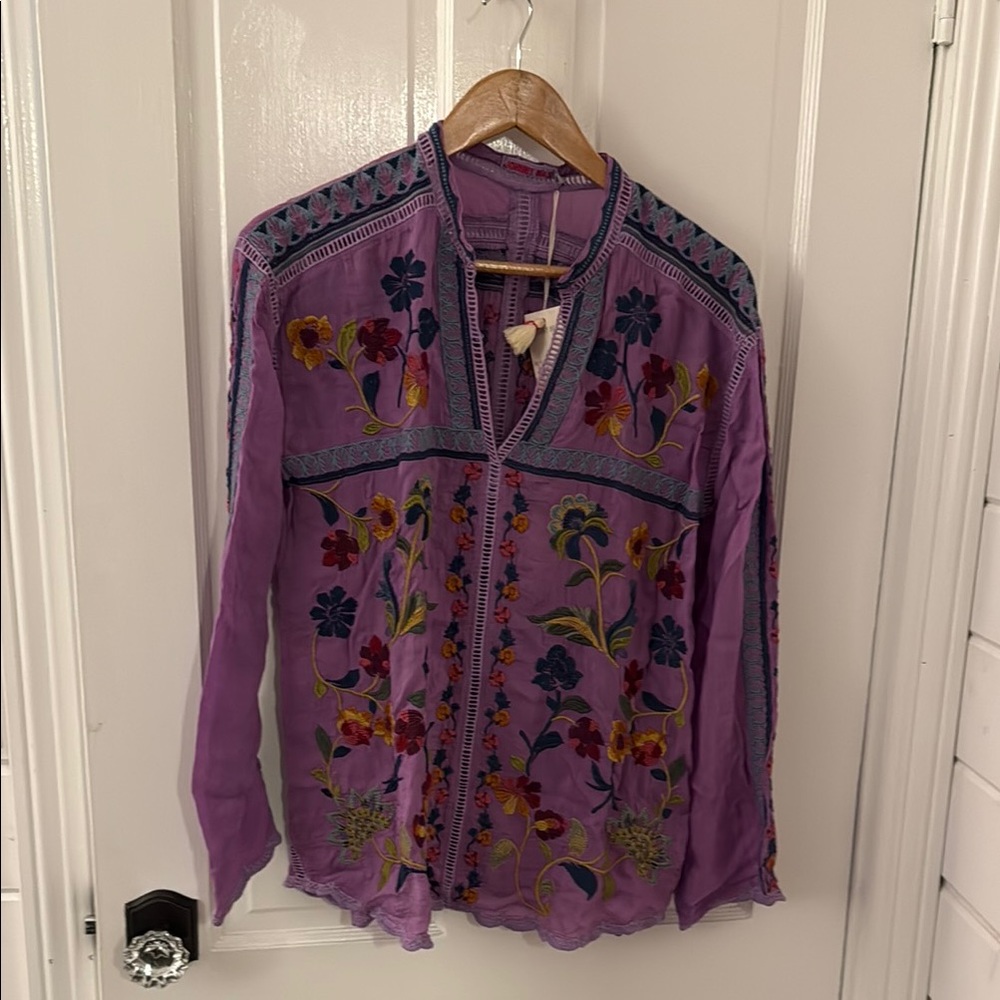Floral Embroidered Purple Women's Top